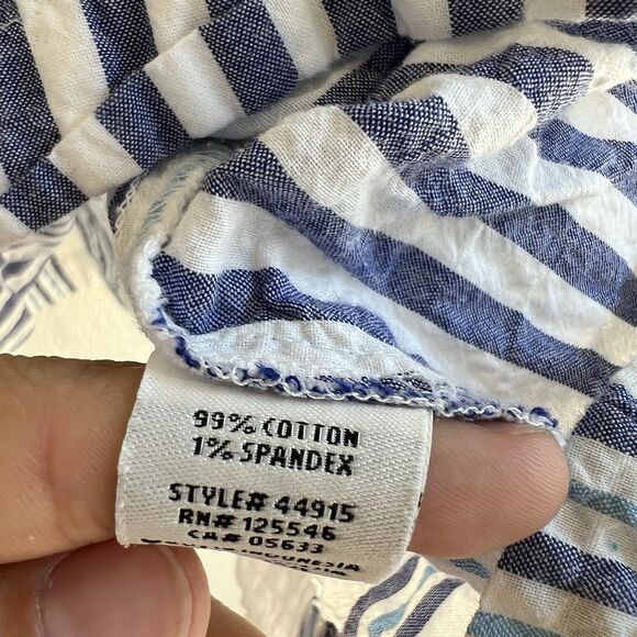 Habitat Blue White Stripe Boxy Blouse Women’s Large Lagenlook Coastal - Picture 4 of 6